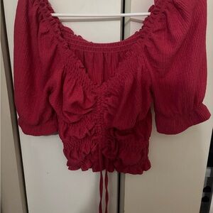 Women's Bright Pink Ruched Top